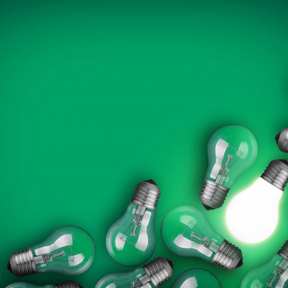 Lightbulbs On Green Background Lightbulbs On Green Background
